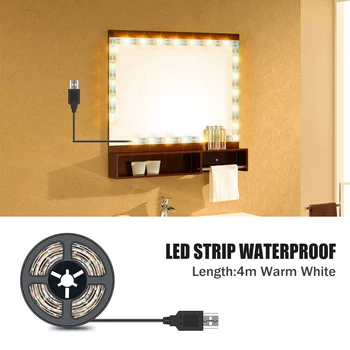 1 M-5 M espejos luces Šminka Туалетное Ogledalo Lampa USB Kabel za Napajanje Toaletni Stol Svjetla Dekor Kupatilo Vodootporna Led Svjetlo za Uljepšavanje