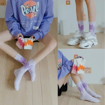 1 par Japanski Korejski Visoke Čarape za djevojčice srednjih škola, Slobodne Čvrste Čarape s Dvostrukim Iglama, Pletene Pamučne Duge Čarape Za Žene