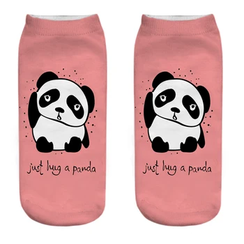 1 Par Ženskih Novih 3D Tiskanih Zabavne Slatka Crtani Kreativnih Šarene Strmim Čarapa Serije Happy Daily Life s Panda, Kratke Čarape Sokken