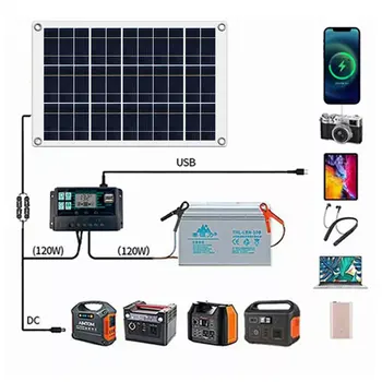 100 W Set Solarnih Panela Zajedno 12 USB Kontroler 10-60A Solarni paneli za Vozila Jahte RV Brod Mobilni Telefon Punjač