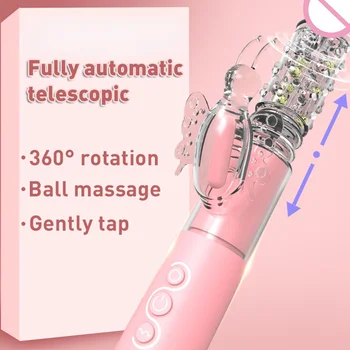 12 Brzina Teleskopski Dildo Vibrator 360 Leptir Stimulator Klitorisa Rabbit Vibrator Maser Adult Sex Igračke za Žene Seks Igračke