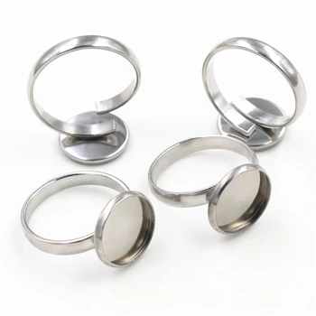 12 mm 10 kom./lot, Ne blijedi, od Nehrđajućeg čelika, Podesive postavke prsten, nabava/Baza, prikladne su za 12 mm Staklo кабошоны, Gumbi; Ring okvir