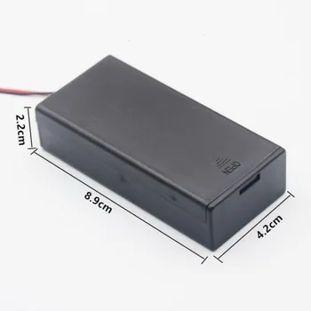 1PC Crni Plastični 2 Sekcije 18650 Baterije Blok S Poklopcem S Prekidačem DIY Baterije Isječak Držač Posuda Sa Žicom