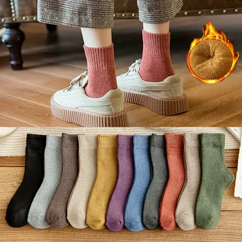 2 para zimskih čarapa, ženske čarape za spavanje srednje dužine, jesensko-zimsko ručnik, plus baršun debeli frotir čarape