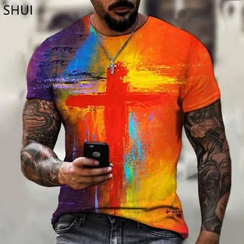 2021 Nova europska i američka Muška majica s Kratkim rukavima i Dezena criss-Cross, 3D printanje, Ulični Trend, Moda Svakodnevni muška t-shirt, Top