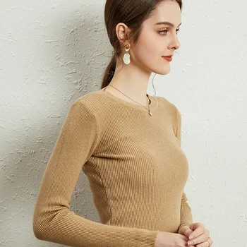 2021 Ženski Kašmir pulover okruglog izreza i dugih rukava, Pletene Pulover, Kašmir Vuna Džemper, Ženski Kardigan