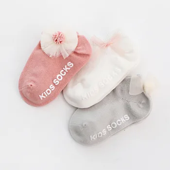3 para Proljeće-ljeto нескользящих dječje čarape, dječje čarape na podu, kratke Čarape-brod sa cijevi za Djevojčice 0-3 godine