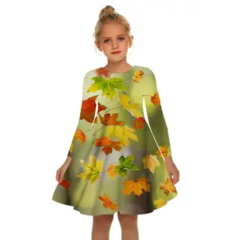 3D Print, haljina sa zelenim Cvijećem i biljkama, u Boji Haljina za djevojčice, Подарочное u Boji Haljina, Bijelo u boji haljina za djevojčice, od 2 do 17 godina, dječje ljetne haljine za djevojčice