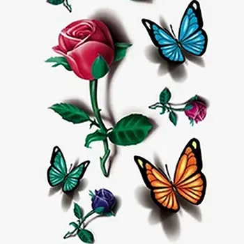 3D Privremeno Udaljiti Vodootporan Šareni Bodi-Art Leptir Cvijet Tetovaže Naljepnica