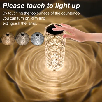 Akrilna Kristalna Lampe Projektora 3 Boje Podesiva Romantična Diamond Atmosfera Svjetlo USB Spavaća soba zaslon Osjetljiv na svjetlo noći