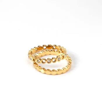 ASONSTEEL Geometrijski Kubni Cirkonij Modni Zlatne Boje Prsten na Prst Od Nehrđajućeg Čelika za Žene Vjenčani Prsten, Nakit Večernje Poklon