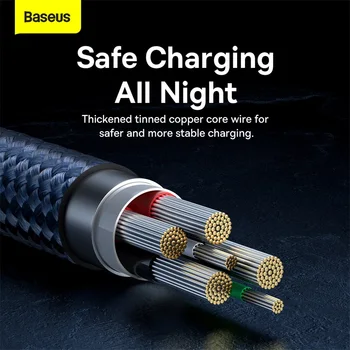 Baseus 6A 5A USB Type C Kabel 100 W Automatsko Isključivanje Brzo Punjenje Kabel Za Prijenos Podataka Za Huawei P50 Xiaomi USBC Punjač Kabel Za Mobilni Telefon