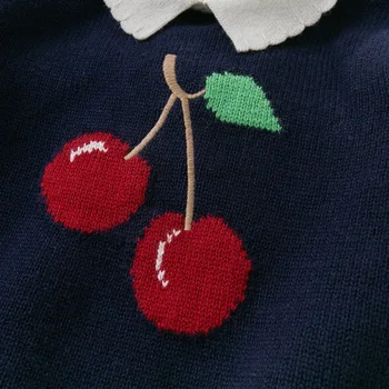 DBW14749 dave bella/ jesen slatka pletene džemper s božićnim voćem za djevojčice, moderan dječji butik za djecu, vrhovima