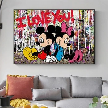 Disney Grafiti Mickey Mouse i Donald Duck Ispis Na Platnu Plakat Umjetničke Grafike Slikarstvo Disney Zidni Umjetnička Slika Kućni Dekor