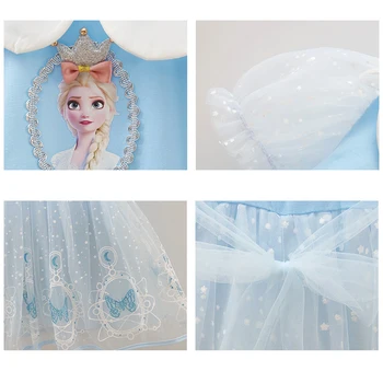 Disney Haljina Za djevojčice, Smrznuta Princeza Elsa Pamučno Dječja Сетчатое Haljina s Kratkim Rukavima Rainbow Torta Princeza Dječje Haljine