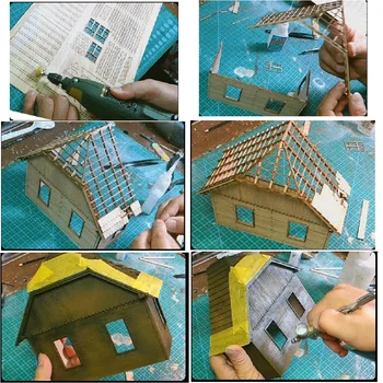 DIY 3D Puzzle U nesastavljeni Drvene Ruševine Kuće 1:35 Scena Dioramas