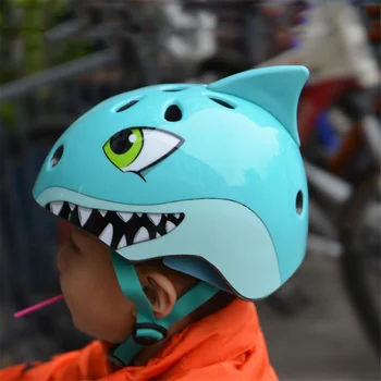 Dječji Biciklistička kaciga, Dječji Sportski kaciga, 3D Crtani Kacige s morskim psima za klizanje, biciklizma, jahanja - Veličina 50-54 cm (plava)