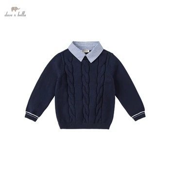 DKL20236 dave bella zimska odjeća za dječake od 5 do 13 godina, dječji moderan džemper s lukom, džemper s aplikacija, odjeća visoke kvalitete za dječake