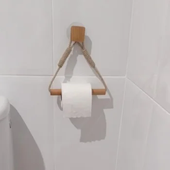 Drveni držač za toaletni papir Pribor za kupaonice Bez noktiju Držač Za Papirnate Ručnike Zid Trokutasti Držač Za Wc-Ručnika