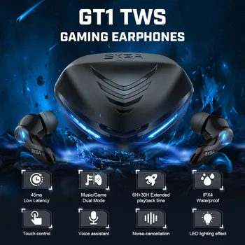 EKSA TWS Gaming Slušalice Slušalice 45 ms Niske Latencije Glazbena Igra na Dvostruki Način Bluetooth 5,0 Bežični Gaming Slušalice Glasovne strane gt1 Pokloni