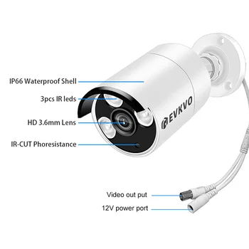 EVKVO 8CH Kit sustav video nadzora AHD Komplet kamere 4-u-1 Video Sustav video nadzora Vanjska Sigurnost Komplet DVR Kamere Alarm na e-mail