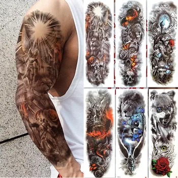 FANRUI za Jednokratnu upotrebu Duge Privremene Tetovaže Na Cijelu Ruku Za Muškarce Žena Ratnik Vitez Kut Tattoo Naljepnice Vodootporan Body Art Tattoo