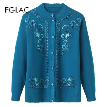 FGLAC, odjeću za mame srednjih godina, Novi Modni Jesensko-Zimskom Ženski Džemper, Trendy i Casual Džemper, Cardigans, вязаная košulja