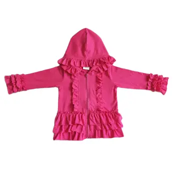 GT0020 funky ružičasto-crvena monotono odjeća munje s ruffles za djevojčice, dječje хлопковая jakna sa kapuljačom