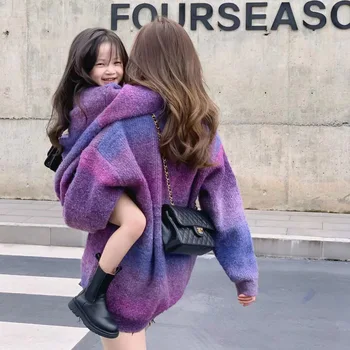 Haljinu-džemper dugih rukava za mame i kćeri, Novo 2022 godine, Pletene majice od meke vune 