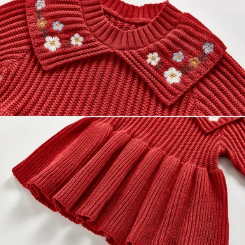Haljinu-džemper s vezom Za novorođene Djevojčice, pamučno Haljina za Zimu-jesen-Proljeće, Вязаное Haljinu za malu Djecu, odjeća za djecu od 1 do 2 godine