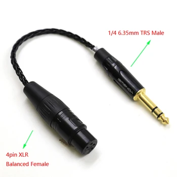 HI-FI 6,35 mm 1/4 utikača za 4-kontaktnom XLR priključak Uravnotežen priključak XLR Audio Kabel adaptera 6,35 mm na XLR Посеребренный
