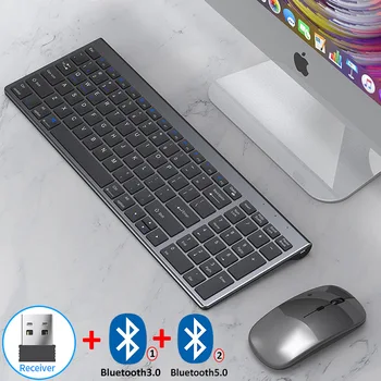 HKZA Bluetooth 5,0 2,4 G Bežična Tipkovnica i Miš Kombinirana Multimedijska Tipkovnica i Miš Set za Prijenosna RAČUNALA TV iPad, Macbook Android