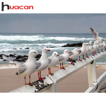 Huacan Diamond Slika 5d Pun Trg Ptica Mozaik Morski Pejzaž Home Dekor Vez Krajolik Poklon Ručni Rad
