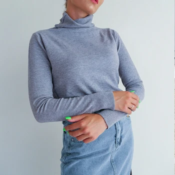 Jesen džemper s rol-водолазкой s ворсовым ovratnik, ženski puloveri 2021, pleteni free ženski džemper dugih rukava, tople pletene džemper, skakači