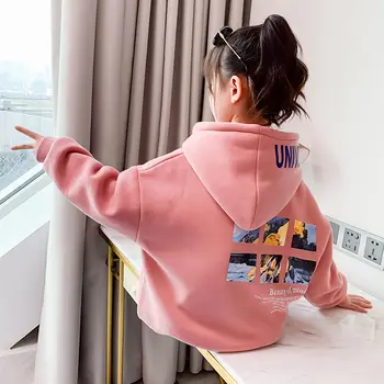Korejski Nova Dječja odjeća, jesensko-zimska Topla Odjeća za djevojčice, Funky Dječje Casual majica sa natpisom Velike veličine od 4 do 12 godina