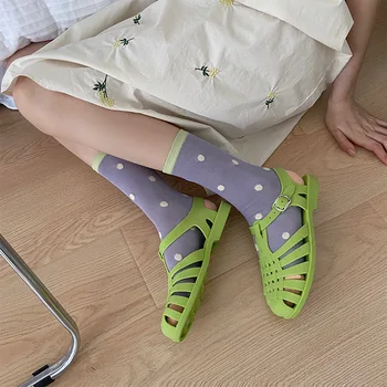 Korejski Trendy Ženske Čarape, Ljetni Mrežaste Tanke Prozračne Čarape za Posadu S Geometrijskim oblicima u stilu Харадзюку, Vanjska Odjeća, Кавайные Slatka Čarape Za Djevojčice, Žene