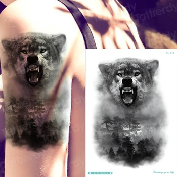 Kralj kraljica tetovaža tigar lav životinje privremena tetovaža naljepnica vuk lisica vodootporne tetovaža za muškarce, djevojčice seksi naljepnice za body art