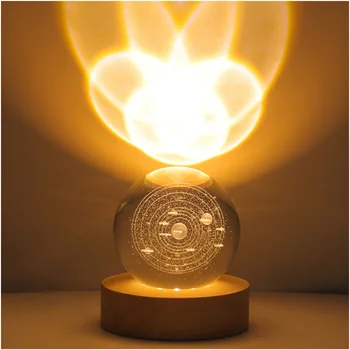 Kristalna Kugla Led Lampe za USB Power 3D Mjesec Galaxy Dekor spavaca Soba Noćne Svjetiljke Za Dnevni boravak Tablica Noćni Lampe Božićni Poklon