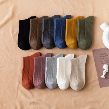 Kvalitetan 98% Pamučne Čarape, Ženske Jesensko-Zimske Ugodna Prozračna japanski Korejski Čarape u stilu Харадзюку Prugama u Retro stilu, Običan