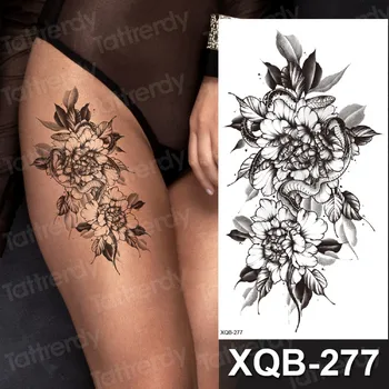 Lažna cvijet tetovaža lotos ruža peonies cvijeće tetovaže seksi body art na ruci povez na svoj rukav tetovaža je lažni crna kana pasta za ruke tetovaža