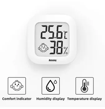 LCD Digitalni Termometar-Hygrometer za Prostor, Elektronski Mjerač Temperature I Vlažnosti zraka, Senzor, vremenska stanica za Dom