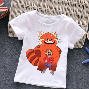 Ljetna Crvena dječja majica Kawaii Pixar i Disney Mei, Casual Odjeća sa životinjama i Лисой, Majica s likovima iz Crtića u stilu Харадзюку, dječje majice, Majice