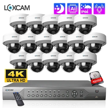LOXCAM H. 265 16CH 4K CCTV Audio Zapis Sigurnosnih Kamera 48V POE 8MP vandal dokaz Dome IP kamera Komplet za kućni Nadzor