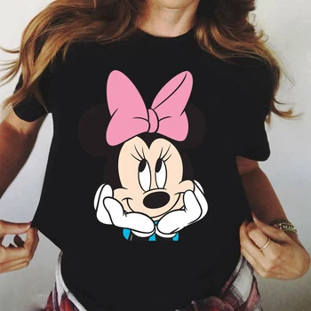 Majica sa Minnie mouse, ženska t-shirt s dragim likom Disney, ljetna majica za djevojčice, Majice na MICKEY, crna Ženska PAR, t-Shirt majice camiseta