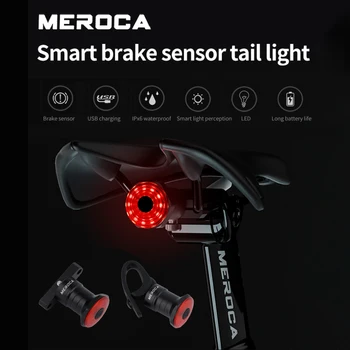 MEROCA Biciklistička dugo Svjetlo Inteligentni Senzor Stop svjetla Vodootporan USB Punjenje Biciklistička dugo Svjetlo Biciklistička Fenjer Pribor Za Bicikle