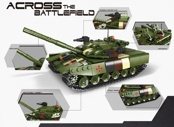 Moderni vojni Sovjetski Savez T-64 je glavni borbeni tenk batisbricks gradbeni blok ww2 automobil opeke igračke kolekcija za dečake poklon