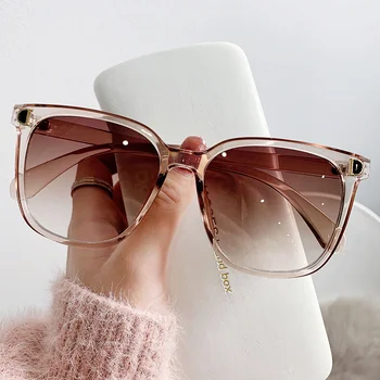 Modni Prevelike Sunčane Naočale Ženske Dizajnerske Marke Boxy Vintage Sunčane Naočale Ženske Velike Rimless Gradijent Ispunjava Nijanse Oculos De Sol