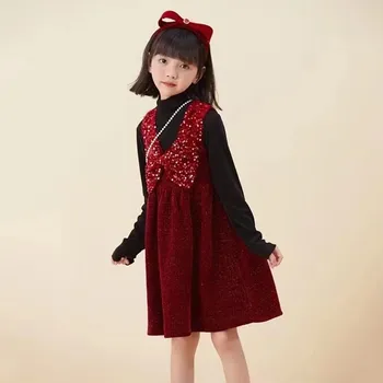 Nova dječja haljina 2022 godine, u novom stilu, crveno i smještaj, od odlične tkiva