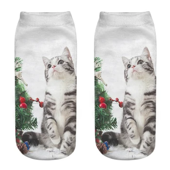 Novi Dizajn, Ženske Zimske Božićne Čarape S 3D Ispis, Zabavne Kreativne Domaća Mačka, kao što su Čarape Unisex Pamučne Čarape Do Gležnja U Stilu Харадзюку, Dječji Dar