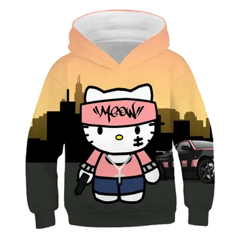 NOVI Kawaii Hello Kitty Dječja Majica S Kapuljačom Slatka Dječji Džemper s Likovima iz Crtića Modna odjeća od poliestera 2022 dječje jesen odjeća